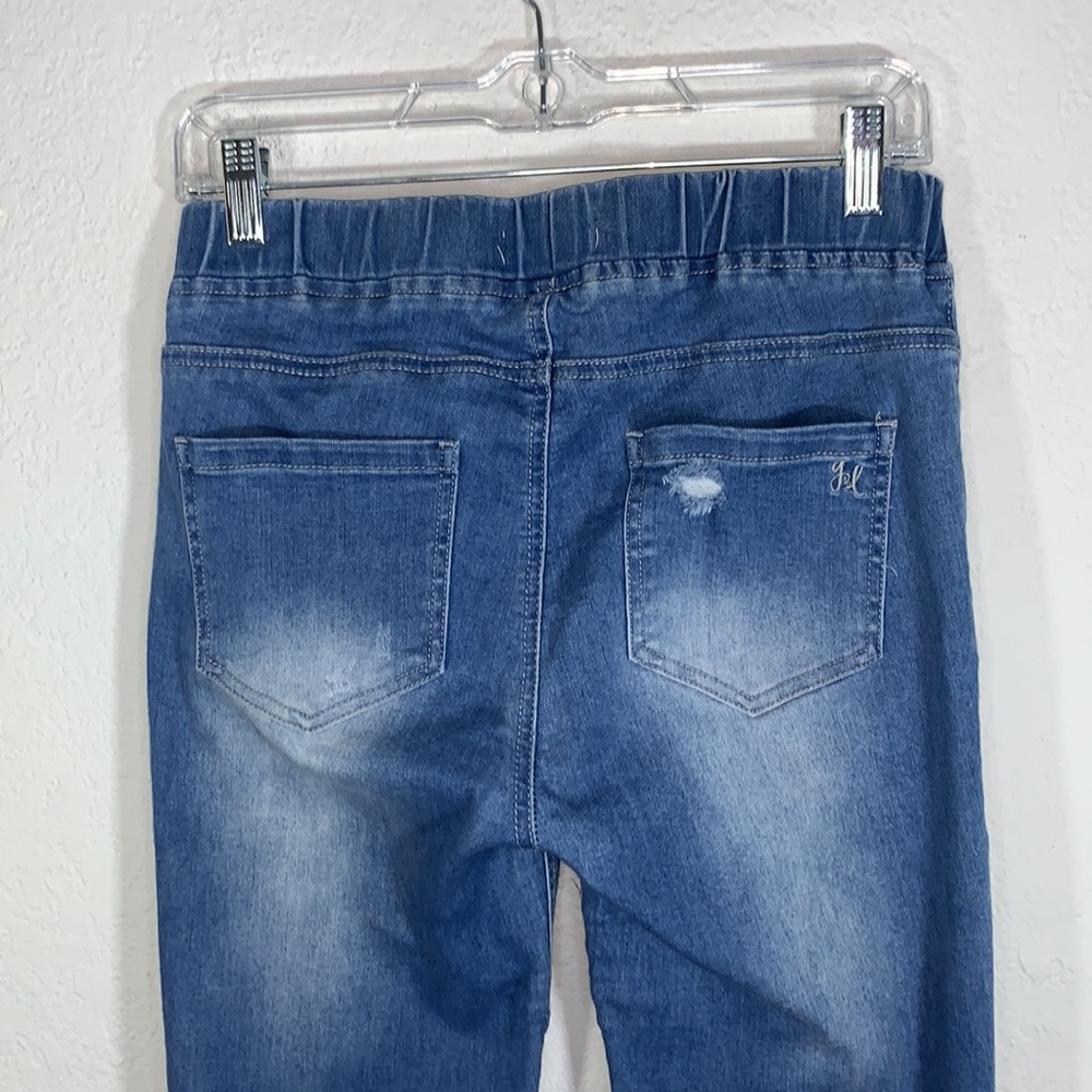 Grace & Lace Blue Distressed Motocross Denim Jeggings Size Medium - Picture 6 of 11